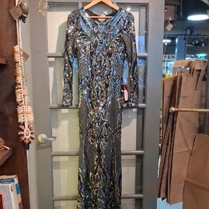 Betsy & Adam Black Sequin Dress
